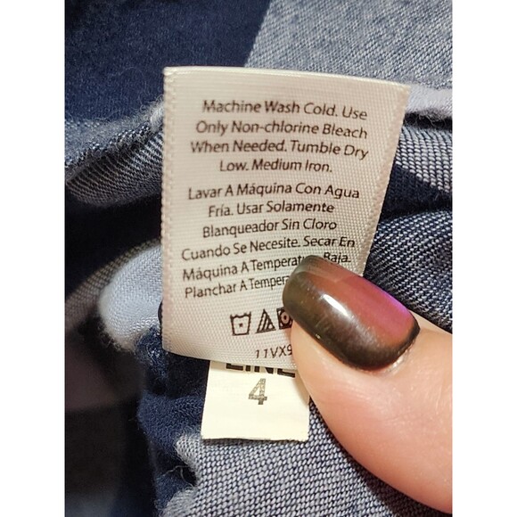 Time & Tru Womens XXL Blue Shirt Button Up Checker Plaid Classic Cozy Ranch Warm - Picture 11 of 15